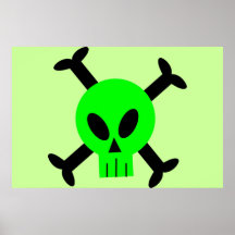 Grünes Totenkopf mit gekreuzter Knochen-Plakat