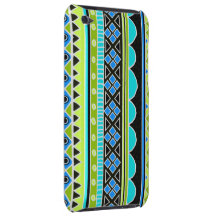 Grünes und blaues Stammes- Neonmuster iPod Case-Mate Hülle
