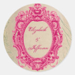 Grunge-rosa Vintager Rahmen-mit Monogramm Aufklebe