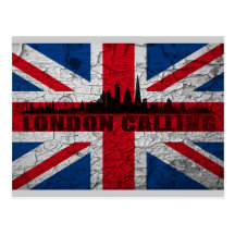 grunge Union Jack mit London - britische Postkarte