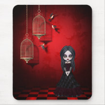 Gruselige Vogel-Dame Fantasy Mousepad