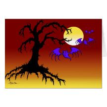 Gruseliger Halloween-Baum Grußkarten