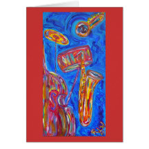 Gruß-Karte - cooler blauer Jazz