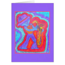 Gruß Karte-Saxy Sam der Jazz-Mann