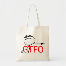 GTFO gehen Typ-Raserei-Gesichts-Comic Meme hinaus Tasche