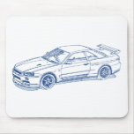 GTR Skizze R34 2000 Nis-Skyline Mauspad