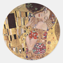 Gustav Klimt ~ der Kuss Runder Sticker