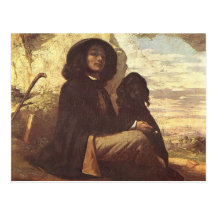 Gustave Courbet - Selbstporträt mit einem schwarze Postkarte
