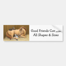Gute Freunde Pferd u. Katzen-Autoaufkleber