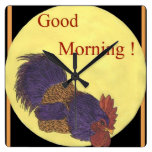 Gutenmorgen-Hahn-Wanduhr