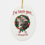 Guter Mops… größtenteils! Weihnachtsoval-Verzierun Weihnachtsbaum Ornamente