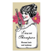 Haar-Stylist-Retro Vintage Blumen-Geschäfts-Karte Visitenkartenvorlagen