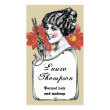 Haar-Stylist-Retro Vintage Blumen-Geschäfts-Karte Visitenkarten Vorlage