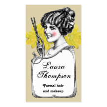 Haar-Stylist-Retro Vintage Blumen-Geschäfts-Karte Visitenkarte