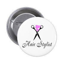 Haar-Stylist (Rosa/Scheren) Anstecknadelbuttons