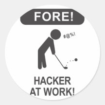 HACKER BEI DER ARBEIT RUNDER STICKER