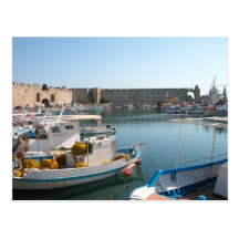 Hafen-Postkarte Rhodos, Griechenland
