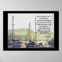 Hafen-Segelboot-Kunst-Jesaja-41:10 Druck Poster