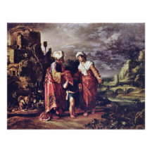 Hagar Abschied durch Lastman Pieter Pietersz. Einladungskarte