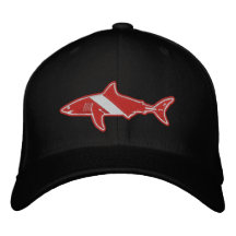 Haifisch-Taucher-Tauchen-Flagge kein Text Bestickte Baseballcaps