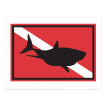 Haifisch-Tauchflagge Postkarte