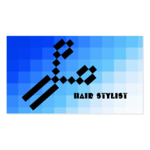 hair stylist geeky nerdy pixel gamer scissors blue business card template
