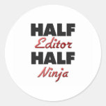 Halber Herausgeber halbes Ninja Runder Aufkleber