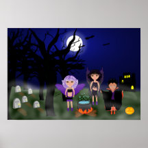 Halloween-Feen und Dracula-Junge Plakatdrucke
