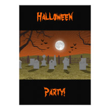 Halloween: Friedhofs-Szene: Einladungs-Karte