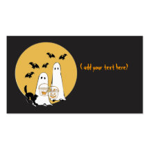 Halloween ghosties auf Schwarzem, Visitenkarten Vorlage