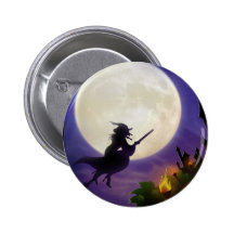 Halloween-Hexe-Vollmond Anstecknadel