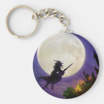 Halloween-Hexe-Vollmond Schlüsselanhänger
