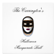 "Halloween-Kostümball-" - Schwarzes/Goldmaske Individuelle Ankündigskarten