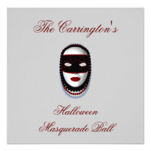 "Halloween-Kostümball-" - Schwarzes/rote Maske Individuelle Einladungskarte
