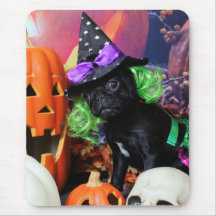 Halloween - Mops - Gänseblümchen Mae Mauspads