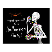 Halloween-Party-Skeleton Leckerei-Einladung Postkarte