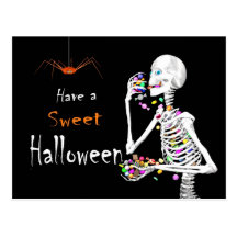 Halloween-Skelett-Leckereien Postkarten