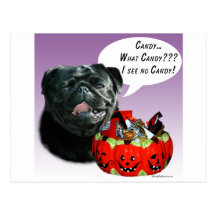 Halloween-Süßigkeit des Mops-(Schwarzes) Postkarten