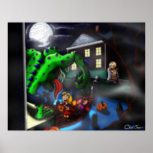Halloween trifft ihren Monsternachbar Plakatdrucke