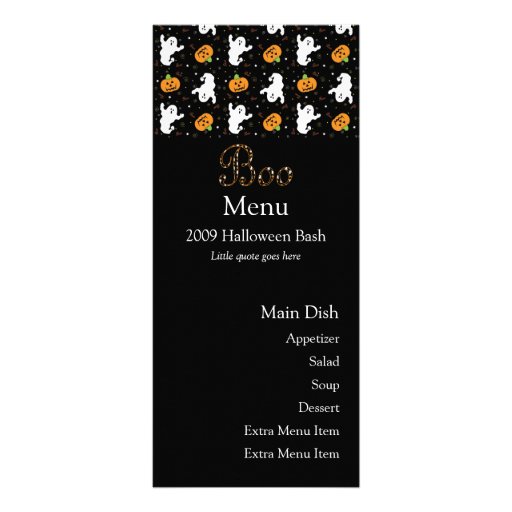 Halloweenboo-Menü-Karte Werbekarten