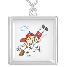 Halskette des Strichmännchen-Mädchen-Baseball-vier