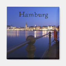 Hamburg Binnenalster blaue Stunde Magnet Magnets