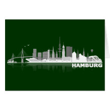 Hamburg City Skyline Karte /Klappkarte/Einladung
