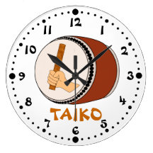 Hand, die das Stock Taiko Trommel-japanische Tromm Wanduhr