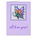 Hand gestickter romantischer Schmetterling Karte