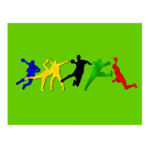Handballteam und Spielerpostkarten