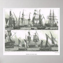Handel und Schiffe im 19. Jahrhundert fischend Plakat