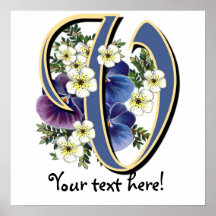 Handgemaltes Pansy-Initialen-Monogramm - V Posterdrucke