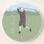 Handgezeichneter und gemalter Golfspieler Untersatz