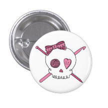 Handwerks-Schädel (Rosa) Anstecknadelbutton